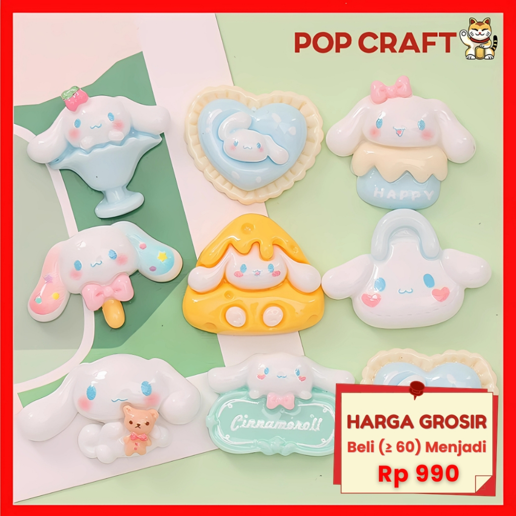 

PC Stiker 3D Resin Clay DIY Aksesoris Dekorasi Case HP Botol Minum Motif Cinnamoroll Mainan