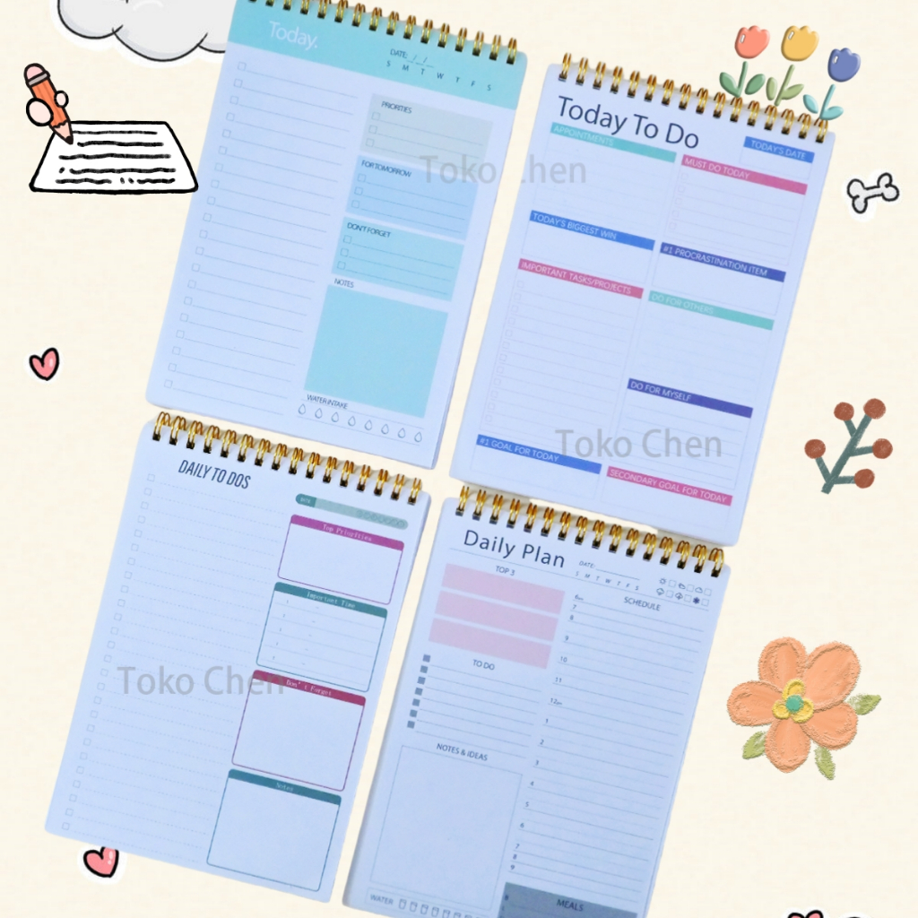 

( spiral atas ) Buku Agenda Planner / weekly planner / Habit Tracker / Todays Plan / Monthly Planner / Buku Catatan Planer Spiral