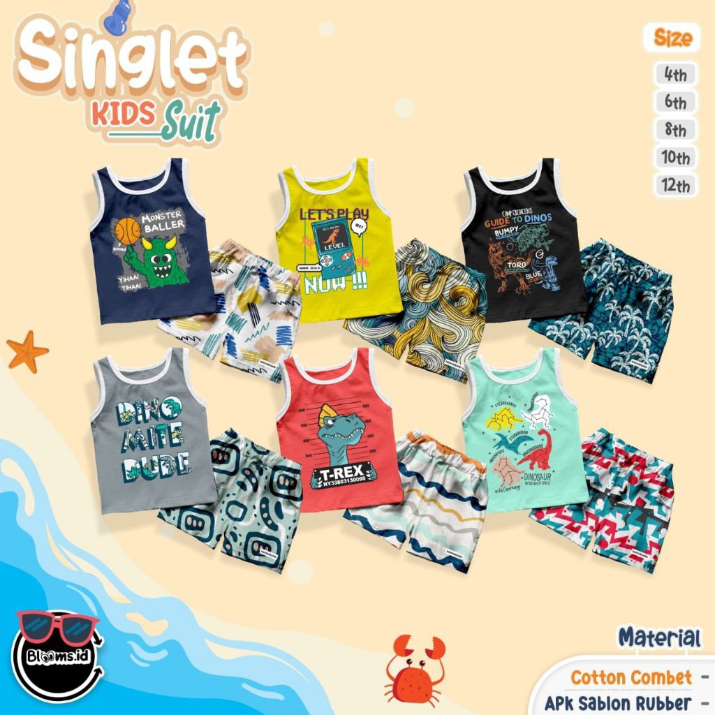 SETELAN ANAK | SETELAN RUMAH ANAK | SINGLET KIDS SUIT Blooms.Id