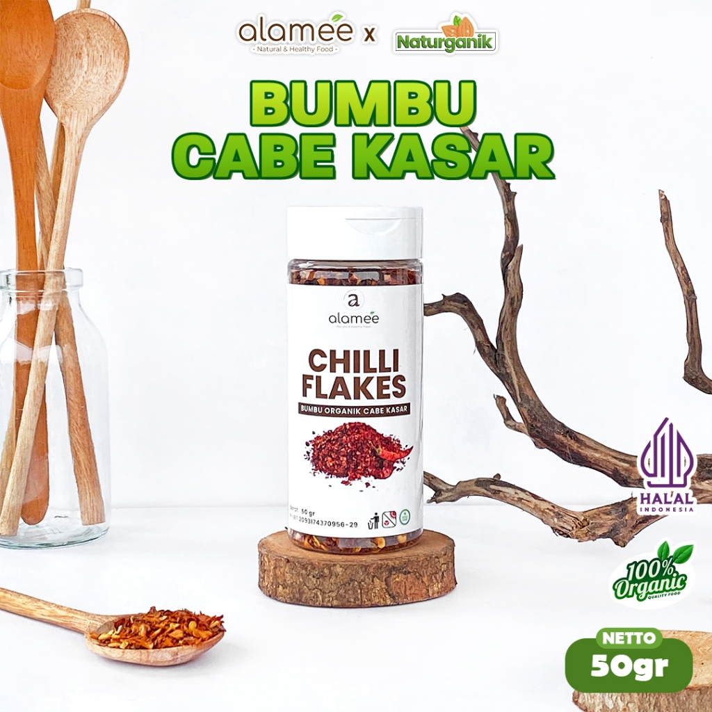 

ALAMEE Chilli Flakes Cabe Bubuk Kasar Cabai Bumbu Dapur Instan Organik Seasoning Tabur Naturganik