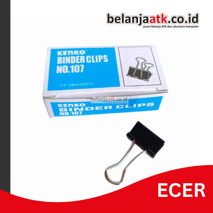 

[ECER] Binder Clip/Penjepit Kertas Kenko No. 107 Ukuran 19 mm (3/4 Inch)
