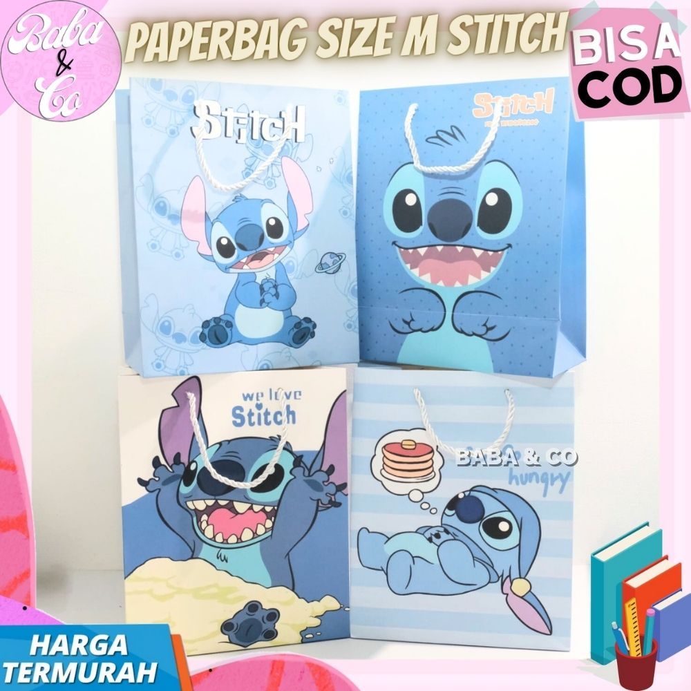

PAPERBAG STITCH SIZE M LUCU UNIK KANTONG TAS HADIAH HAMPERS STITCH PAPER BAG STITCH MOTIF LILO STITCH BLUE SERIES IMUT MURAH LUCU COD