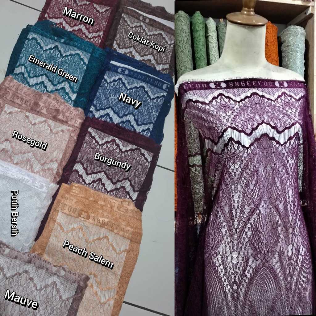 Kain Brokat Chantilly bahan Kebaya siap Jahit, chantili Lamintaing, Kebaya Bali, Kebaya Modern