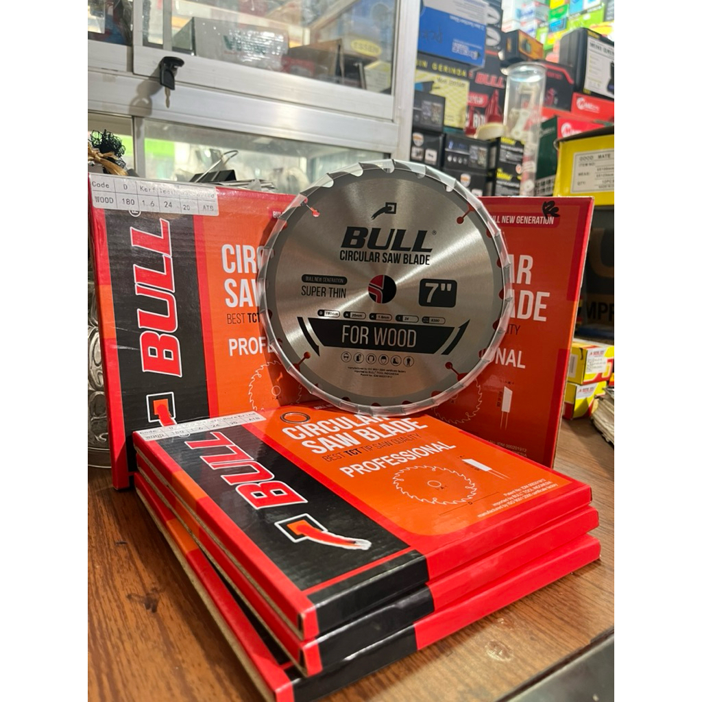 BULL Mata Gergaji 7 inch untuk alumunium / circular saw blade 7” super thin BLCA07