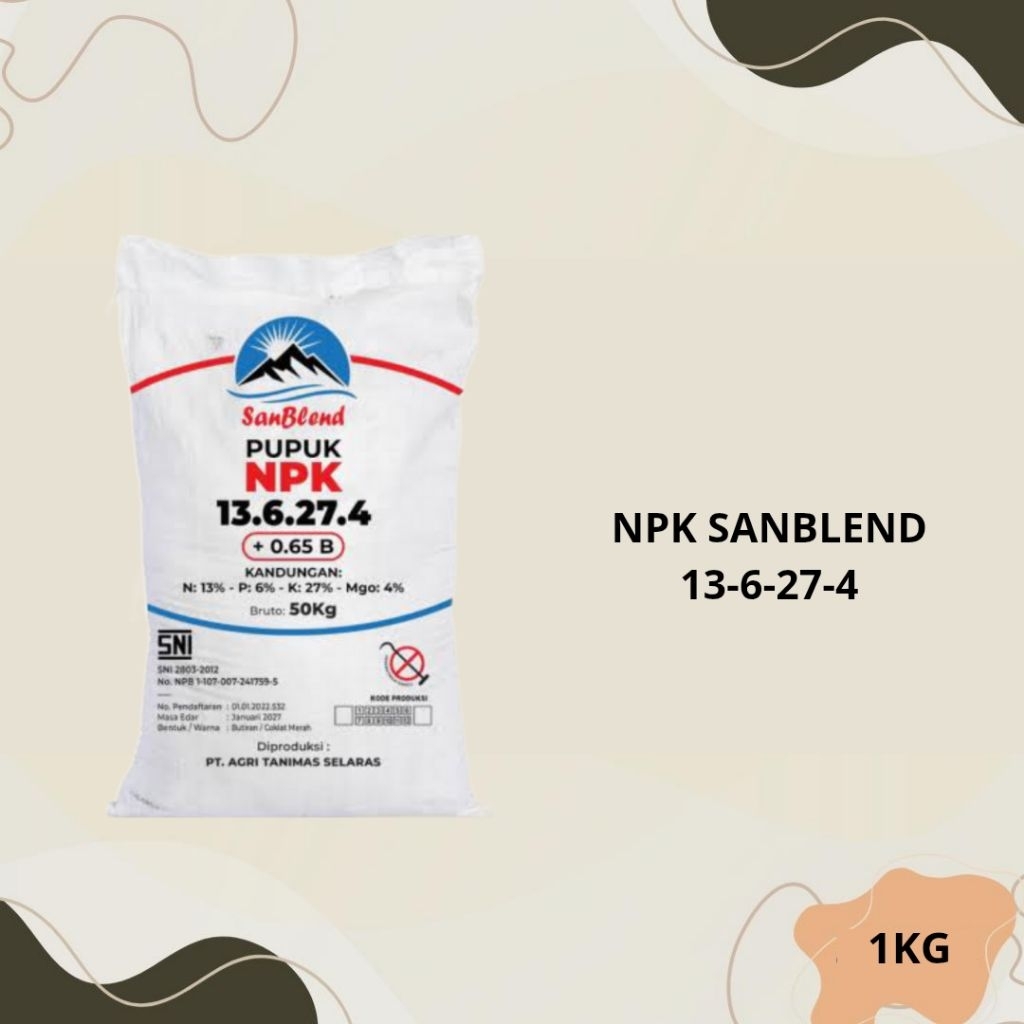 PUPUK NPK SANBLEND 13 6 27 4 REPACK 1 KG