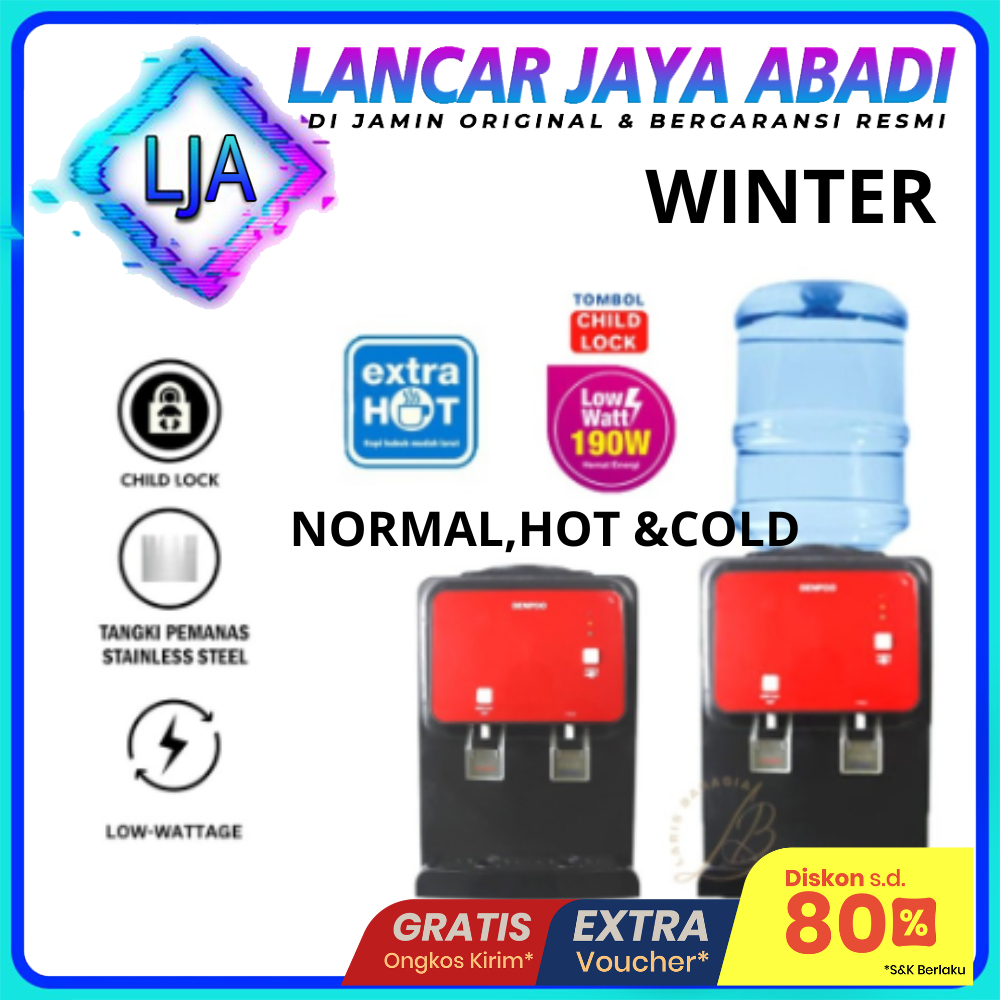 Dispenser Portable Hot & Cold DENPOO WINTER Low Watt Dispenser Air Panas & Dingin BERGARANSI