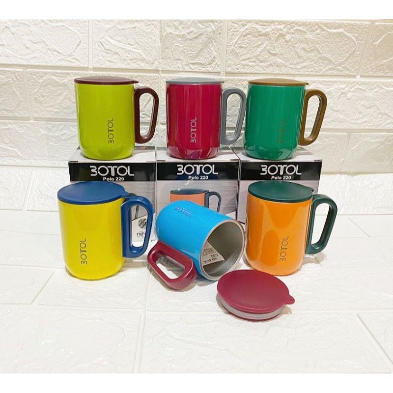GELAS STAINLESS MUG DUBLIN POLO/ BOTOL GELAS MUG DENGAN TUTUP GELAS KOPI GELAS TEH