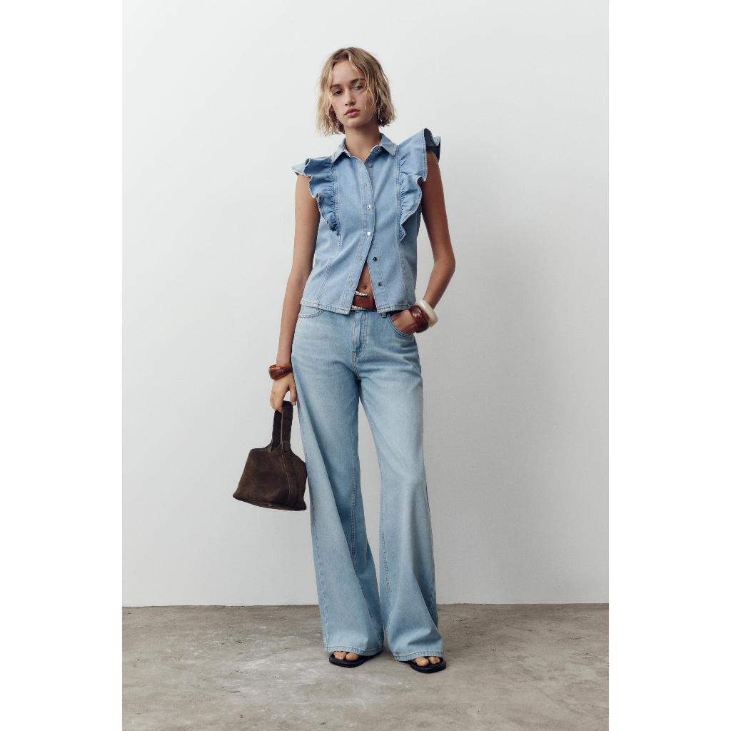 ZARA KEMEJA Z1975 DENIM RIMPEL