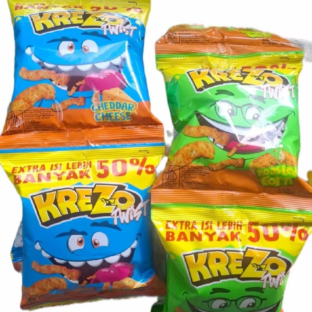 

SNACK KREZO TWIST RASA CHEDDAR CHEESE | ROQSTED CORN NETTO 10 PCS X 13 GR murcee