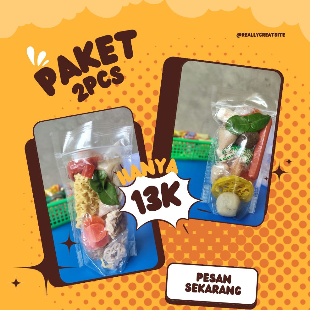 

paket 2 pcs seblak isi bakso ikan dan mie telor