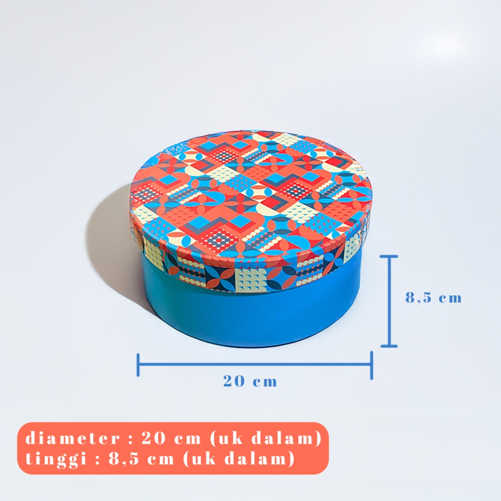 

Hardbox bulat hat box/roundbox Uk D 20 x T 8 Cm Bebas custom design Cocok untuk hampers/gift/florist/Cake