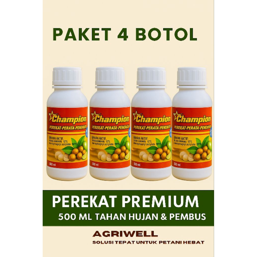 perekat pestisida, perekat pupuk, perekat daun, champion perekat, perekat semprot, pestisida rekat, 