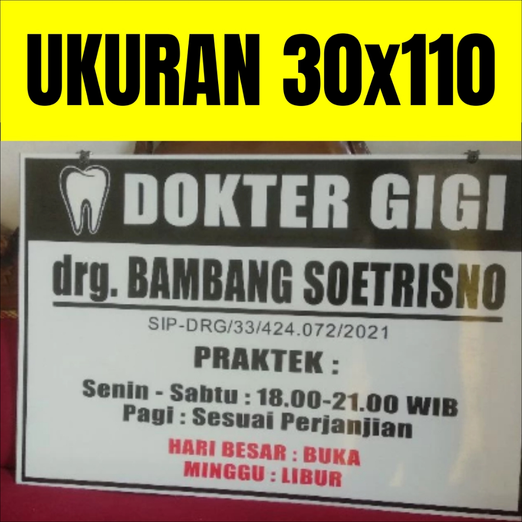 

Papan Nama Acrylic 30x110 Papan Nama Dokter Plang Bidan Praktek Sekolah Sign Label 30*110 Akrilik