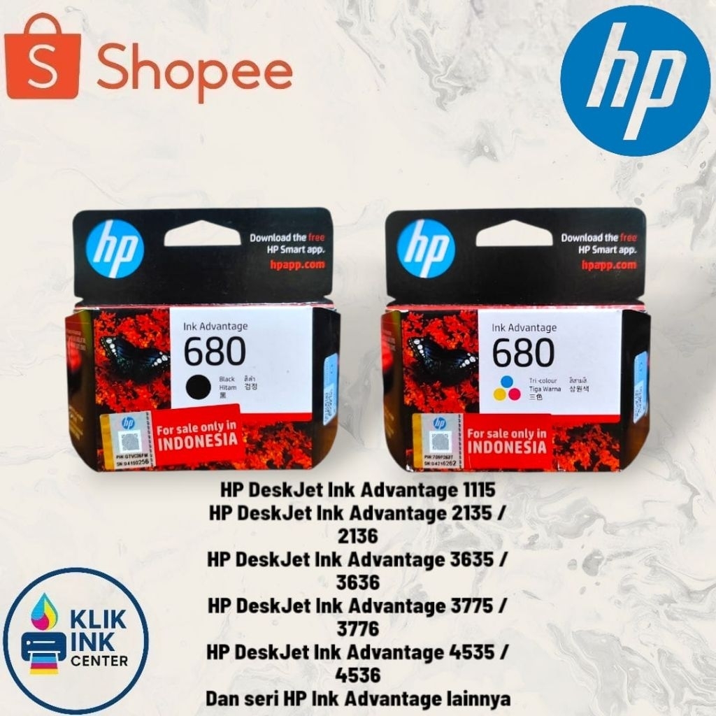 Tinta Hp 680 / Tinta Cartridge Hp 680 Black Colour Original