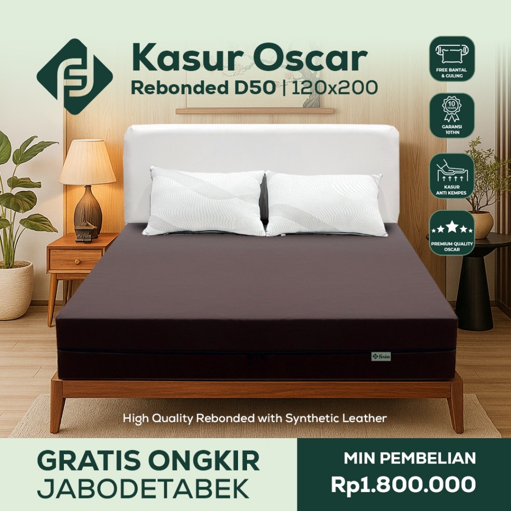 Fisio Kasur Busa Rebonded Density 50 UK 120cm x 200cm dengan Sarung Oscar Eksklusif