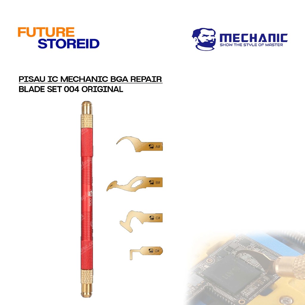 

PISAU IC MECHANIC BGA REPAIR BLADE SET 004 ORIGINAL - BGA Repair Knife Set MECHANIC 004 – Pisau Pengangkat IC Original