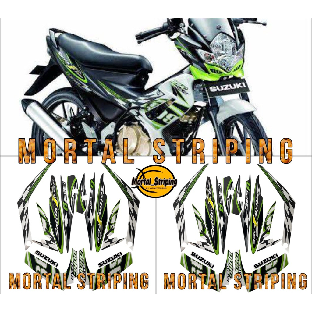 STIKER STRIPING LIS LES BODY SUZUKI SATRIA FU F150 2012 2013 HITAM PUTIH HIJAU