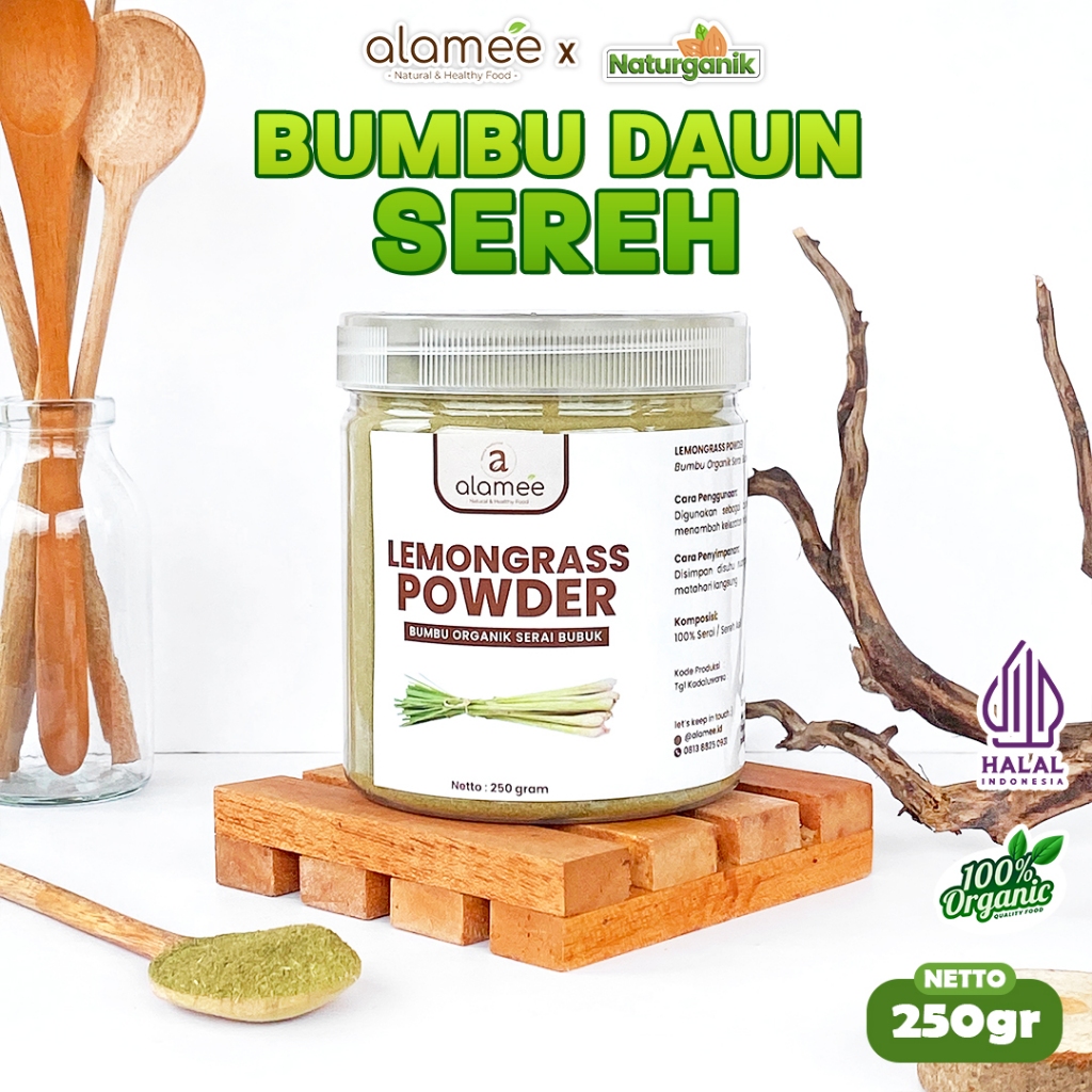 

ALAMEE Sereh Bubuk Bumbu Dapur Organik Lemongrass Powder Serai Murni Asli Seasoning Naturganik