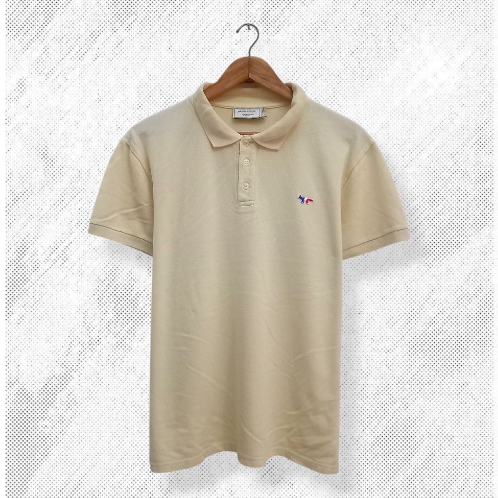 MAISON KITSUNE polo shirt pria, kaos kerah pria atasan pria