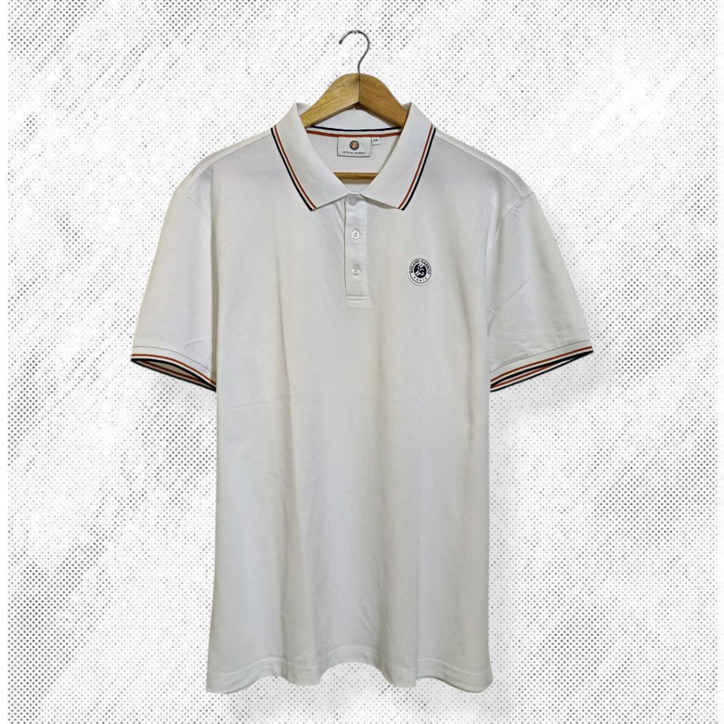 ROLAND GARROS OFFICIAL PRODUCT Kaos olahraga berkerah pria, pakaian olahraga tenis  pria atasan pria