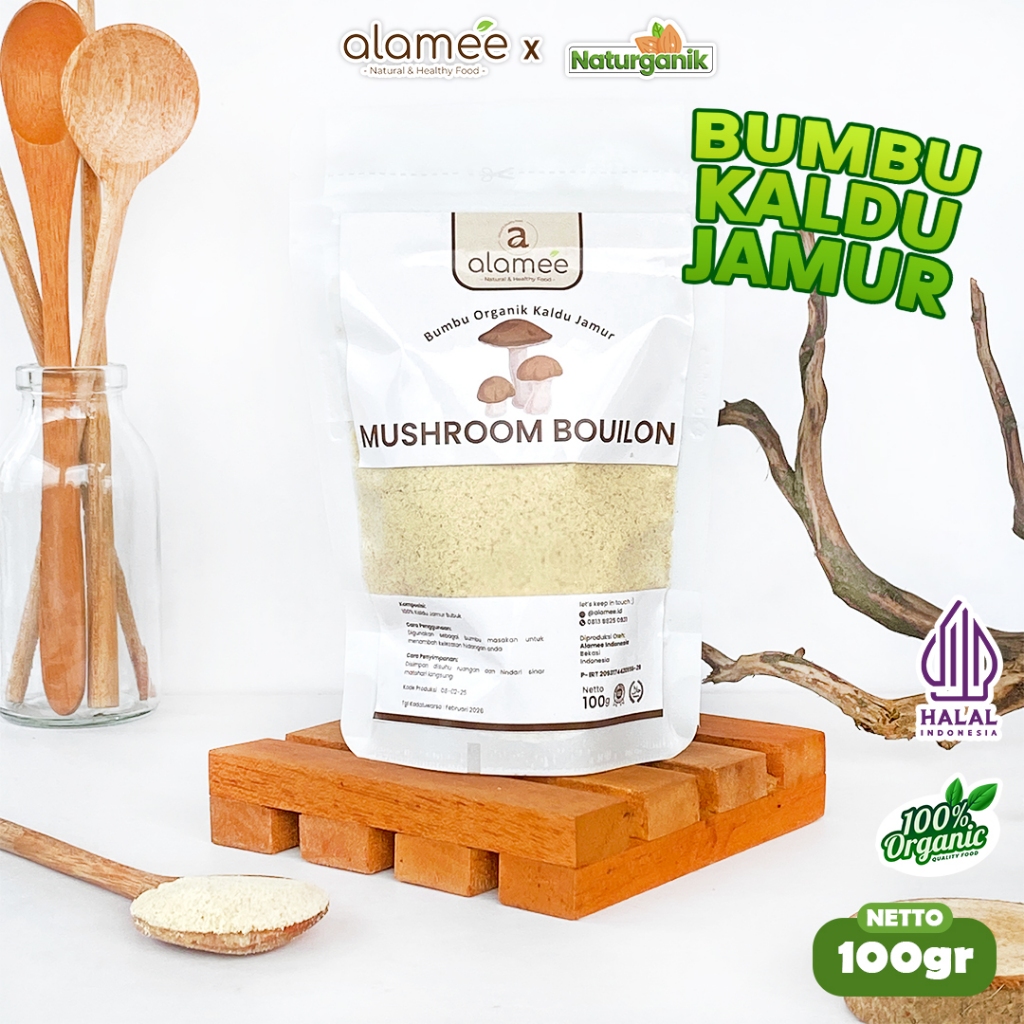

ALAMEE Bubuk Kaldu Jamur NON MSG Bumbu Dapur Spice Mushroom Powder Seasoning 100gr Naturganik