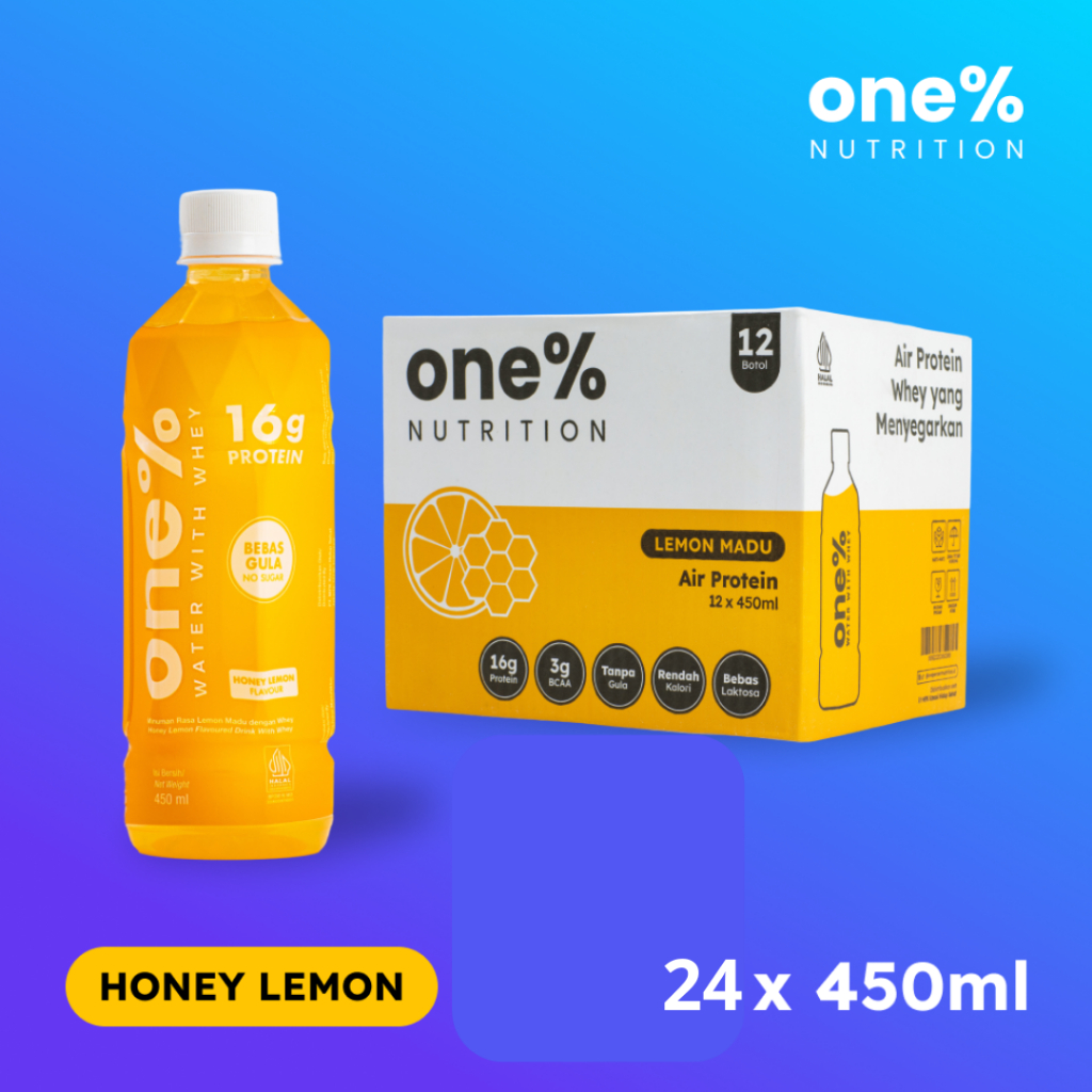 

one% Nutrition - Protein Water | Honey Lemon Monthly Supplies Package - 24 Bottles Set