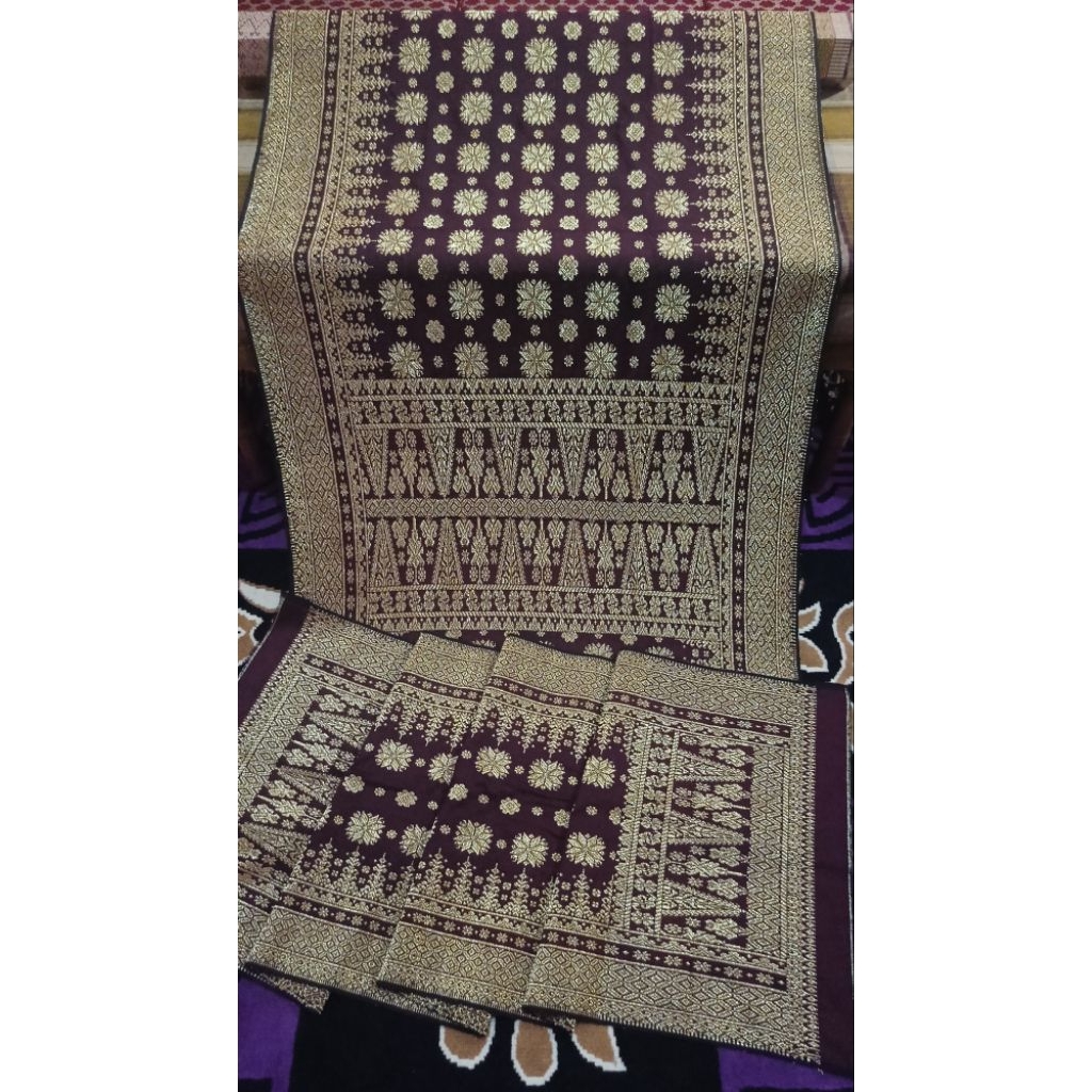 SONGKET PALEMBANG ASLI BENANG EMAS KRISTAL BERLIAN