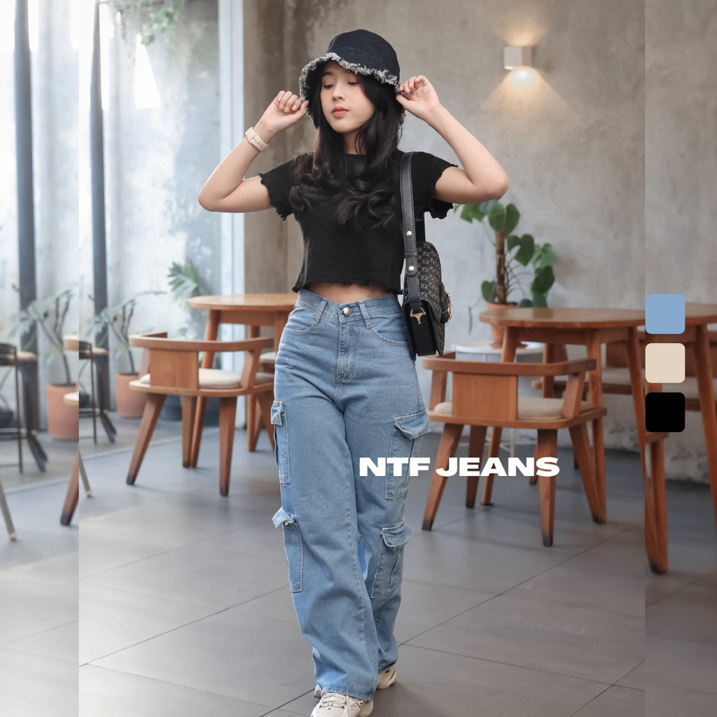 Celana NTF Cargo Loose Jeans Unisex