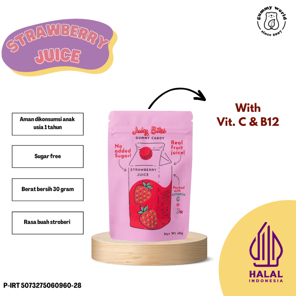 

Bites Gummy Vitamin - Sugar Free Vitamin Gummy (Strawberry Juice)