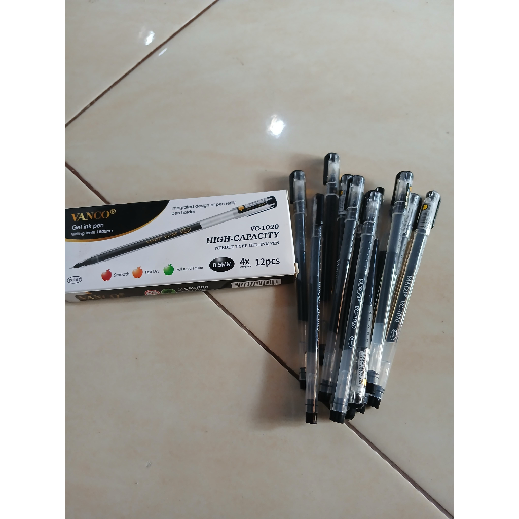 

(12 PCS) PULPEN GEL BLACK VC-1020 VANCO (0.5mm) / GEL PEN / PENA JUAL MURAH