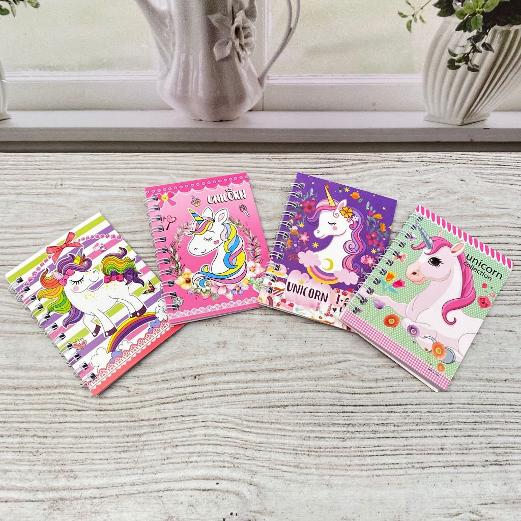 

1 Renceng Isi 4 PCS Buku Binder Spiral Unicorn A7 Notebook Kertas Bergaris Perlengkapan Sekolah Anak Super Lucu Bisa Cod