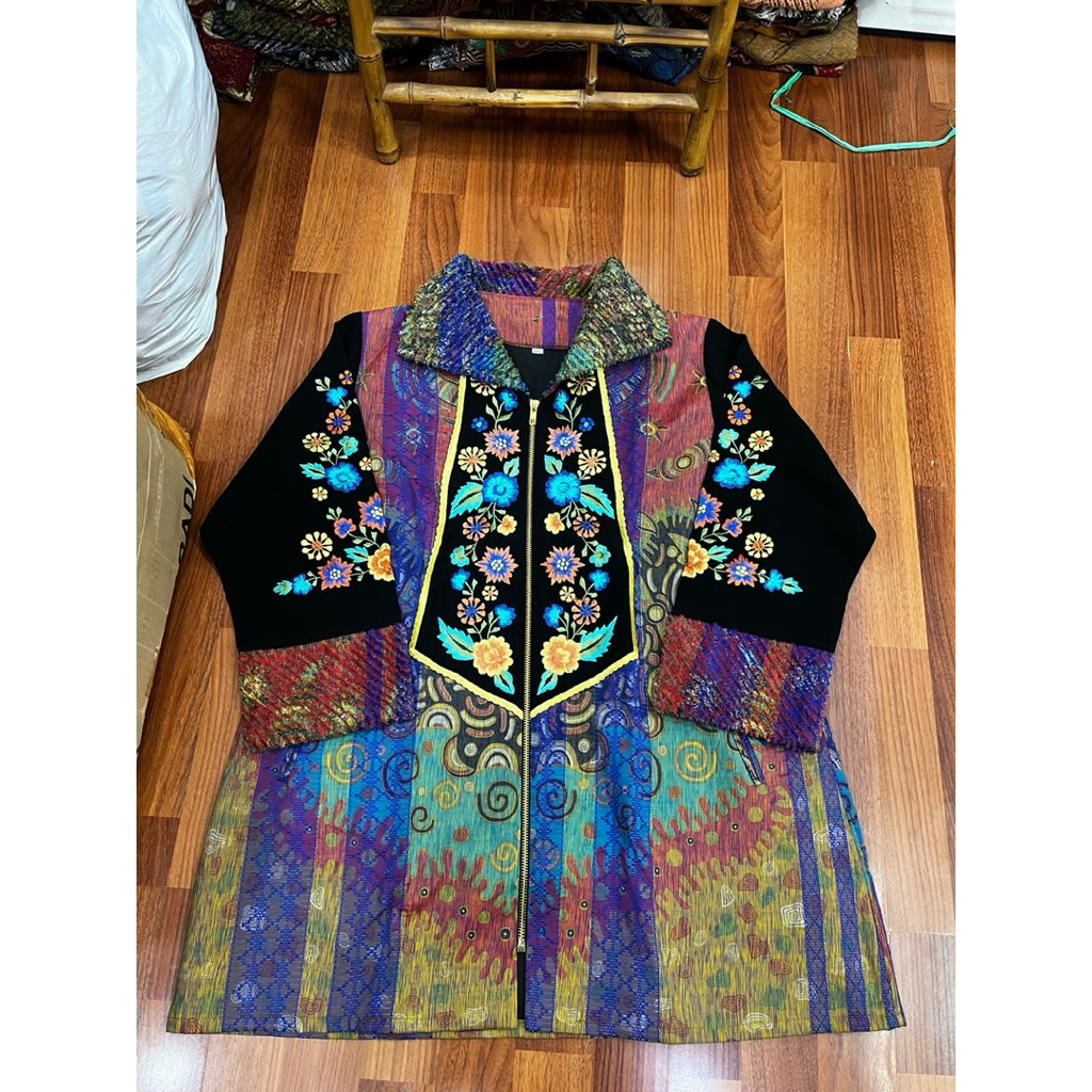 ATASAN BATIK WANITA BAHAN TENUN LAPISAN FURING TRIKODE GOLDEN COMBINASI BORDIRAN JAHITAN EXCLUSIVE T