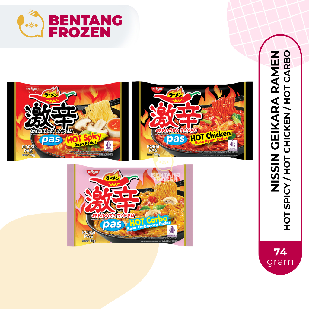 

Nissin Gekikara Ramen PAS Goreng / Kuah / Hot Carbo / Hot Spicy / Hot Chicken / Mie Ramen