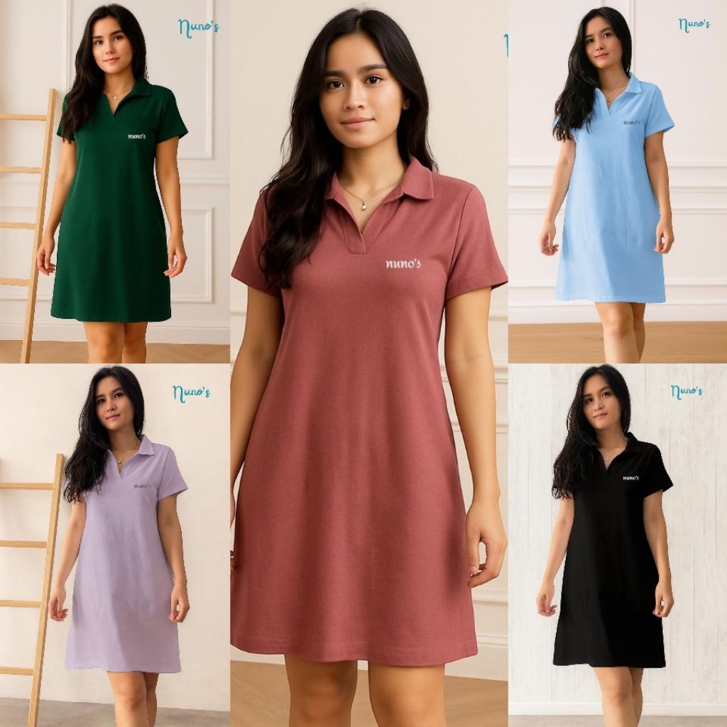 DRESS SIENNA//DASTER PENDEK KAOS NUNOS POLOS//DRESS KAOS COMBED