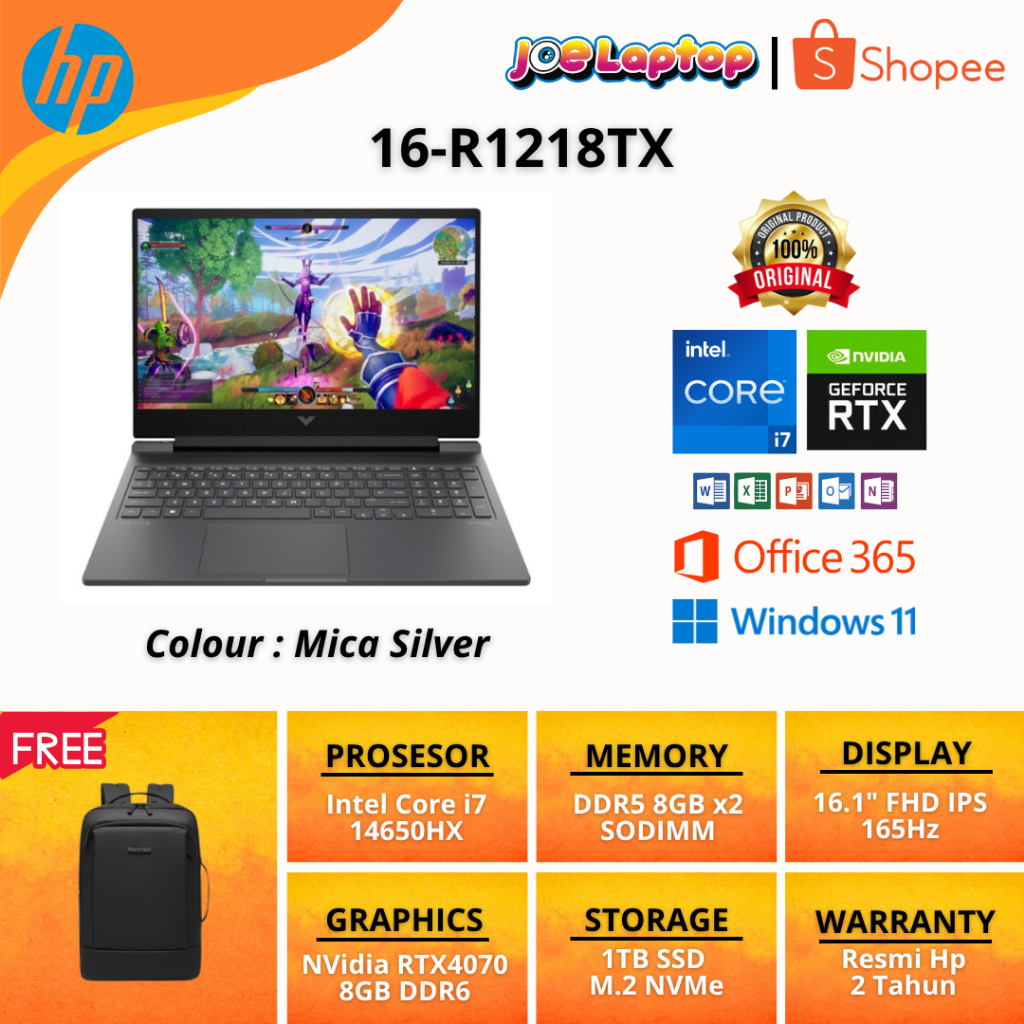 HP Victus Laptop 16-R1218TX Mica Silver i7 14650HX Win11 OHS
