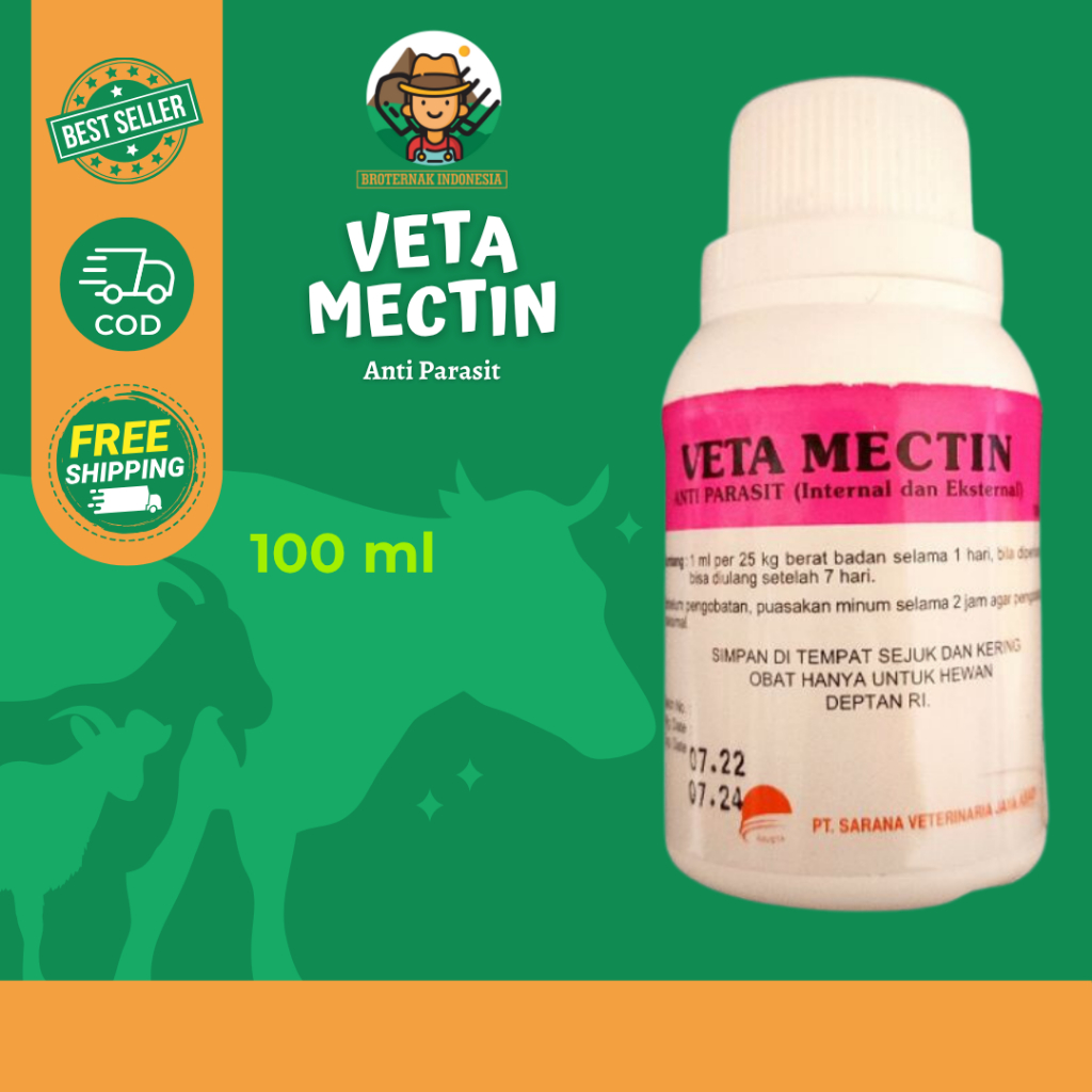 Ivermectin Oral 10% 100 ml - Obat Parasit Oral untuk Hewan - Veta Mectin 100 ml - Ivermectin obat ek