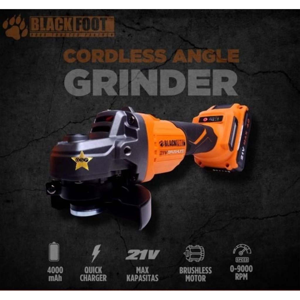 BLACKFOOT MESIN GURINDA CORDLESS  ANGLE GRINDER 21V PAKE KOPER