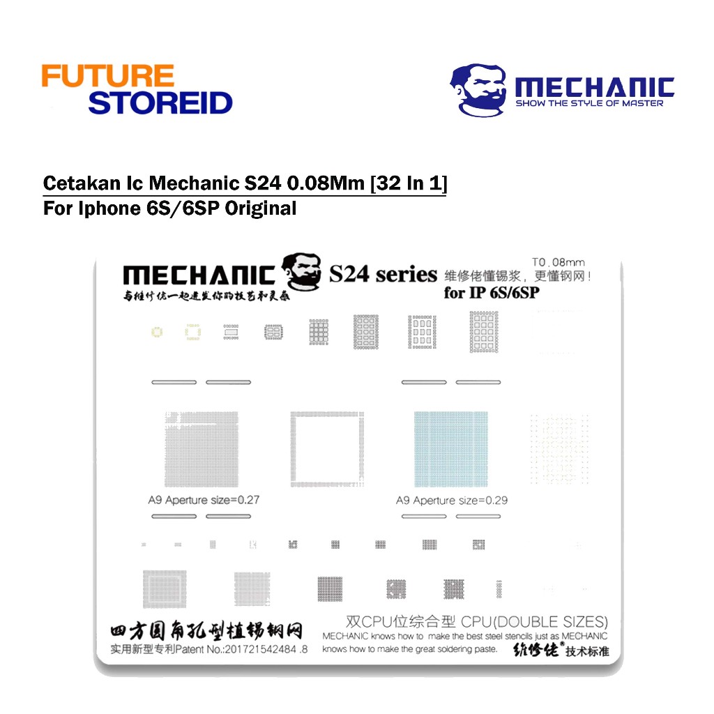 Cetakan Ic Mechanic S24 0.08Mm [32 In 1] For Iphone 6S/6Sp Original - CETAKAN CPU IC MECHANIC S24 0.