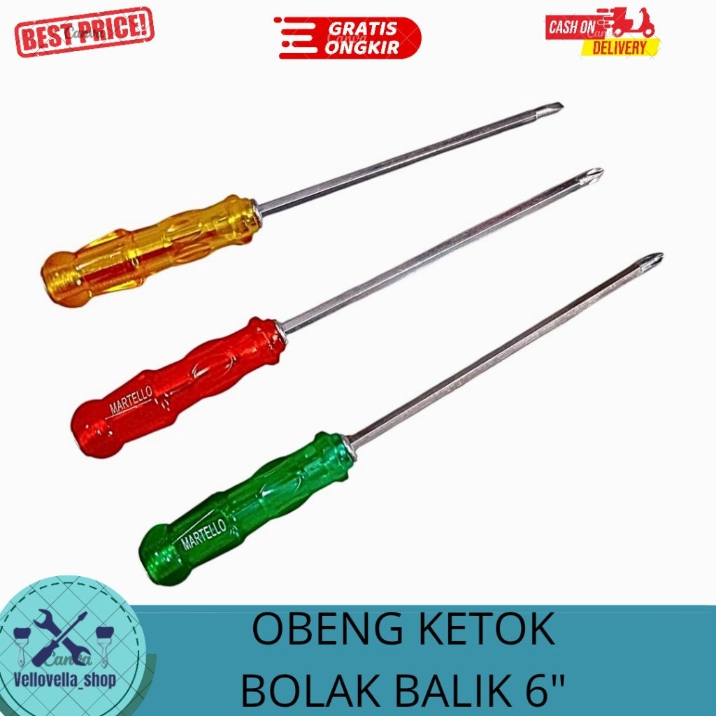 Obeng ketok bolak balik / Obeng plus minus transparan ketok / obeng bolak balik 6"