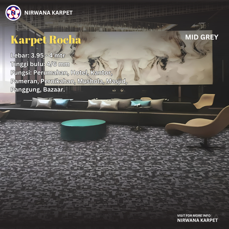 Karpet Meteran Rocha Lebar 4 meter / Karpet Lantai, Hotel, Kantor, Pameran, Pernikahan, Mushola, Mas