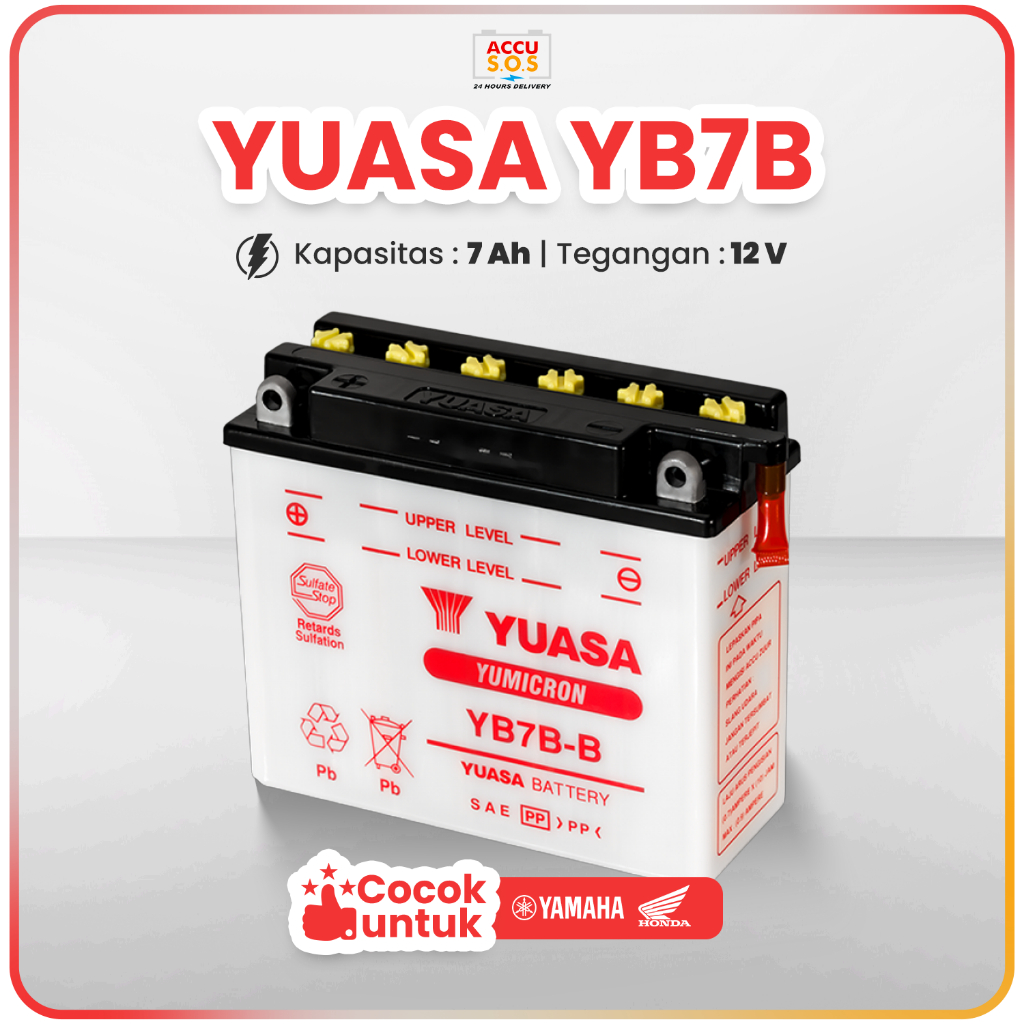 Aki Motor YUASA YB7B-B 12V 7Ah Aki Basah Tiger Nouvo Jaguar Scorpio Hercules