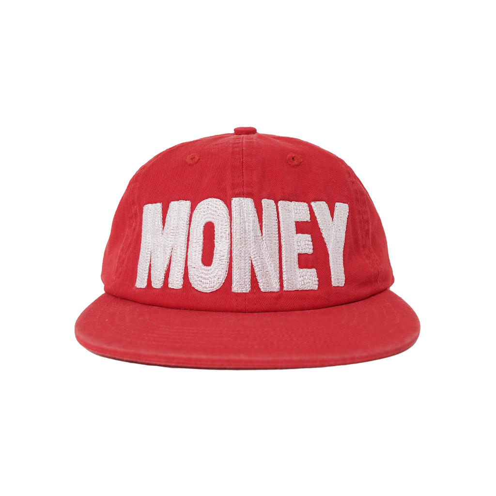 'Money' Red Wash 6-Panel Cap by Money Alter / Topi Pria Wanita