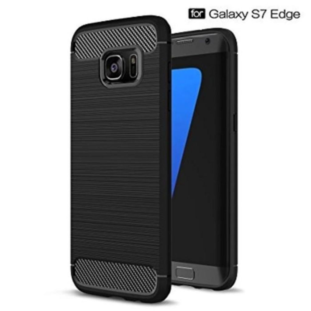 Case Ipaky Carbon Samsung S7 Edge Camera Protection Soft Case Motif Carbon Hitam