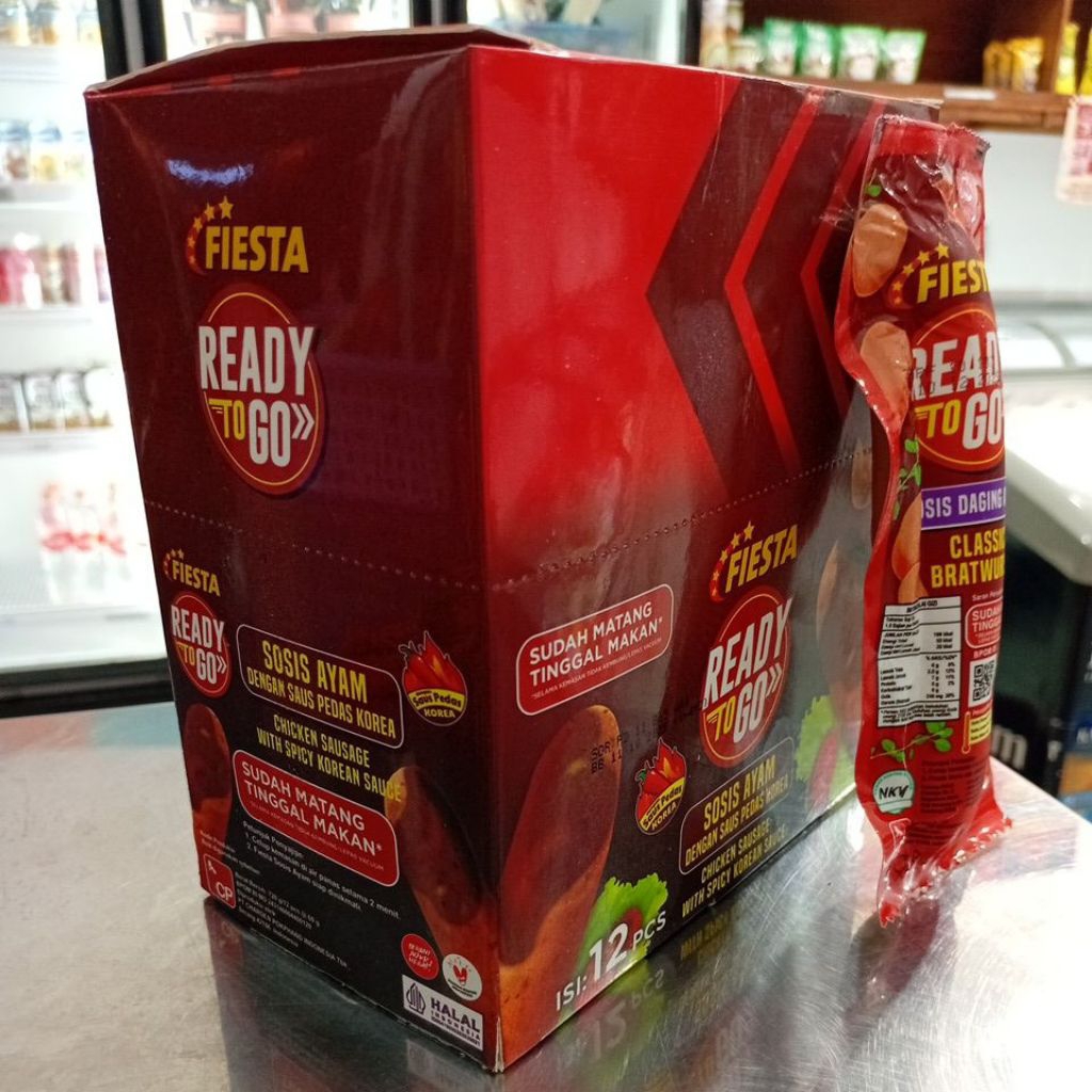 

Fiesta RTG sosis saus pedas korea tinggal makan, kemasan box