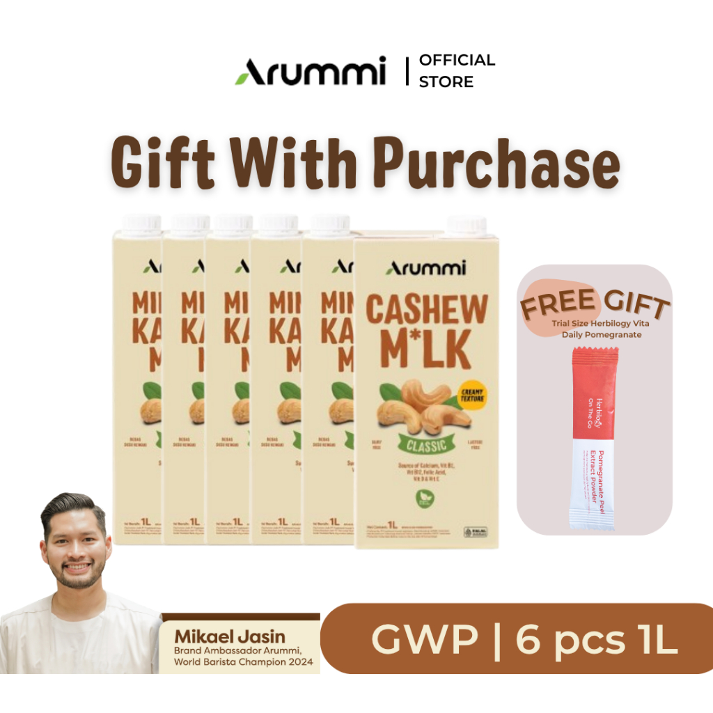 

[Bundle 6 pcs] Arummi Cashew Milk Original 1L - Susu Kacang Mede Dairy & Lactose Free