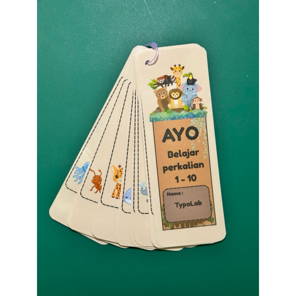 TypoLab - FLASH CARD Perkalian Anak TK & SD Kartu Tabel Perkalian 1 sampai 10 | Tabel Berhitung