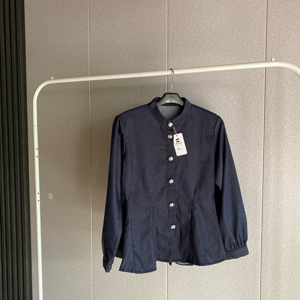 CLOSSIE | CELINE DENIM BLOUSE