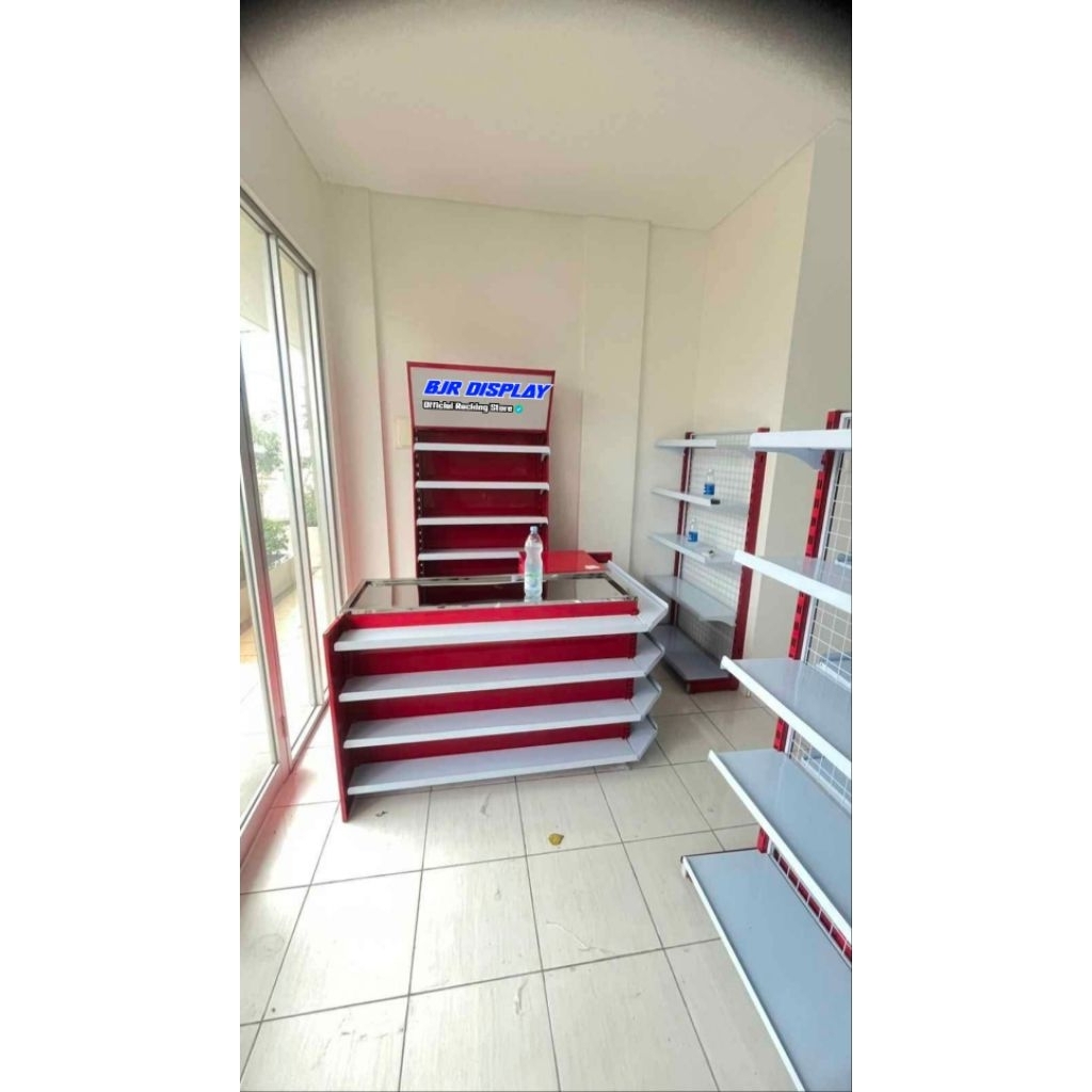 meja kasir toko minimarket atau supermarket model L murah