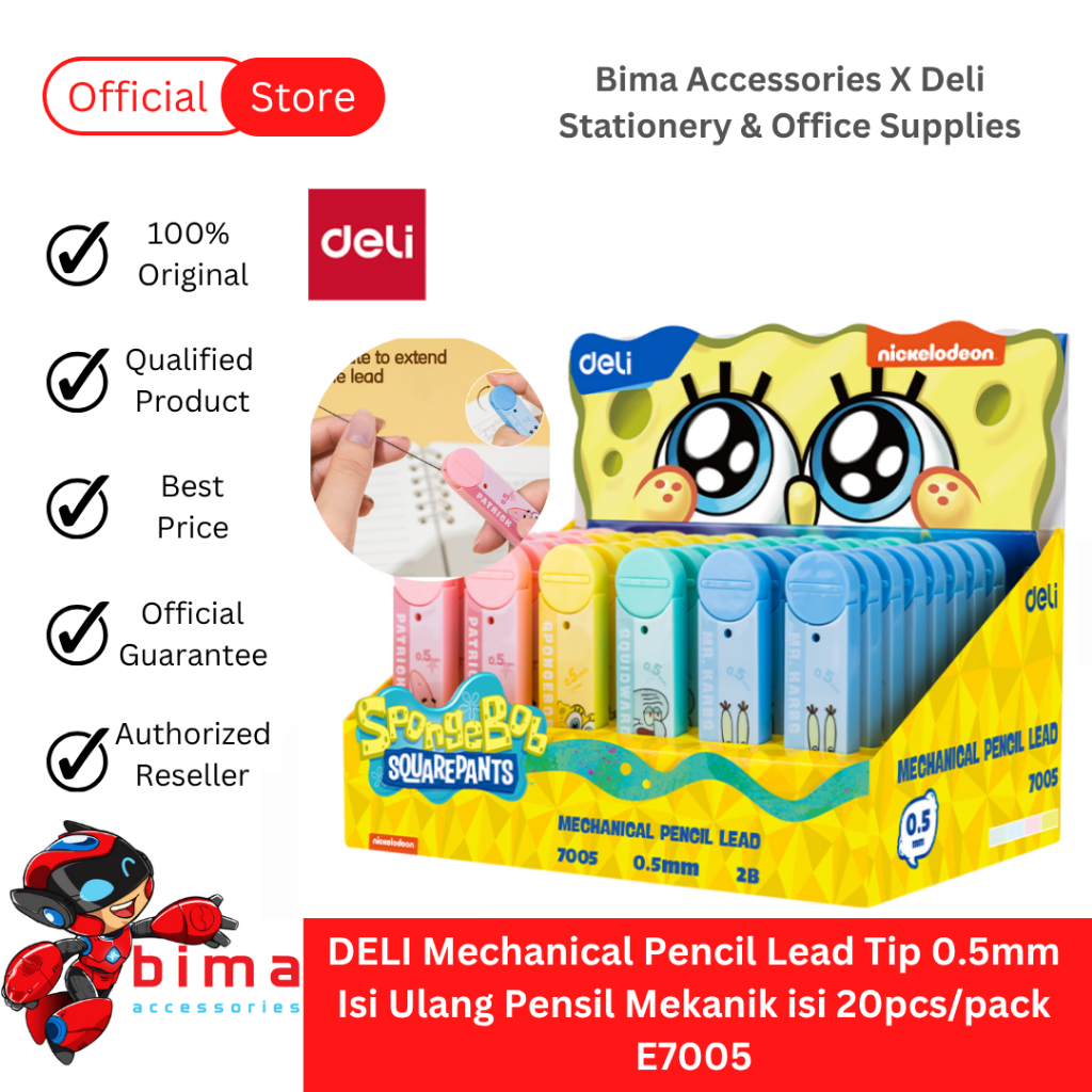 

DELI Isi Ulang Pensil Mekanik 0.5 Mechanic Mechanical Pencil Lead Refill Tip 0.5mm isi 20pcs E7005
