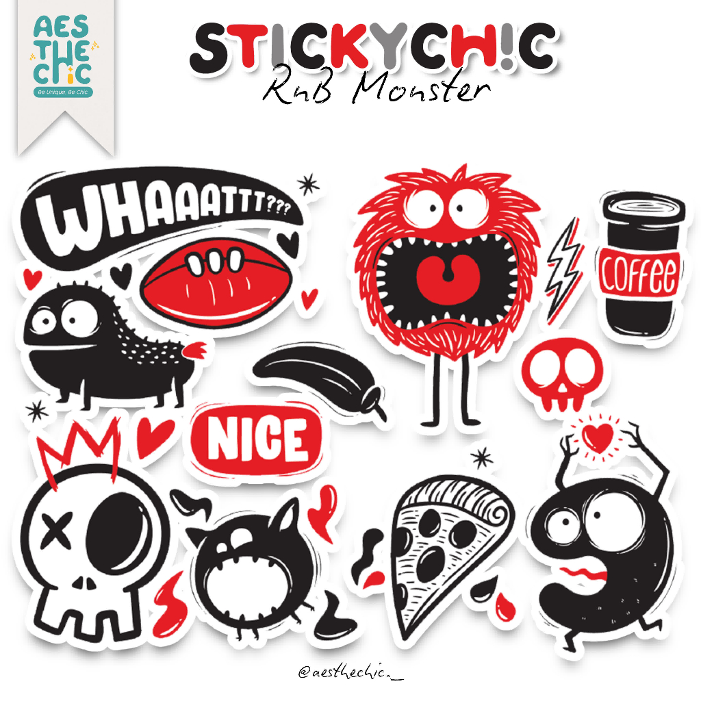 

Stiker Pack Cute Monster Waterproof Anti Air untuk Freebies Buku Journal Casing Phone Aesthechic
